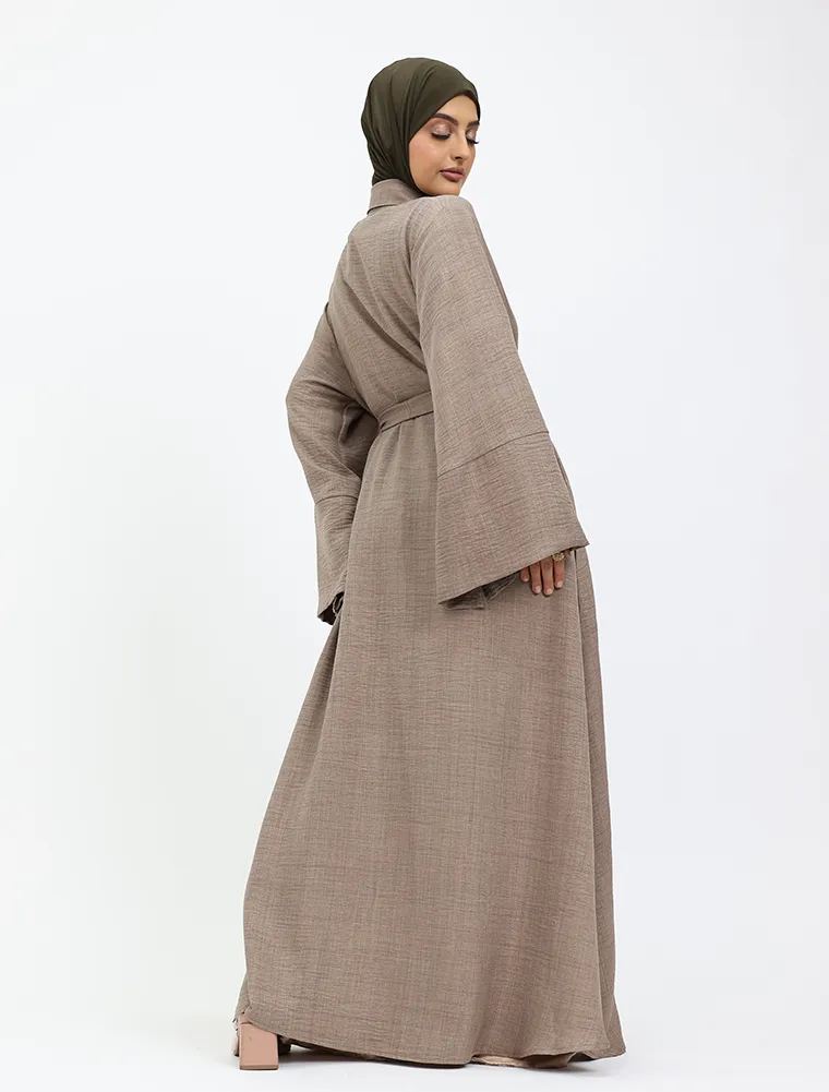 Mocha Linen Feel Collar Shirt